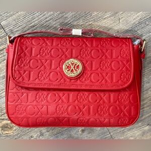 NWT Christian Lacroix Red Clara Embossed Shoulder Bag